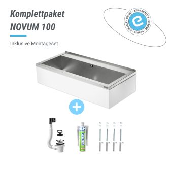 Ausgussbecken Novum 100 weiß Komplettpaket