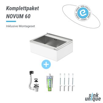 Ausgussbecken Novum 60 weiß Komplettpaket