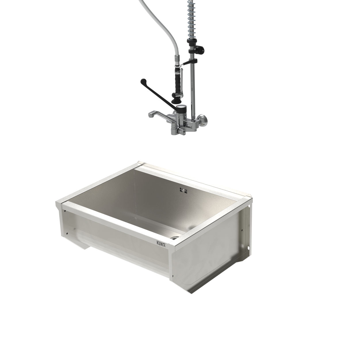 KUNe SOLIDUM 70cm PLUS Ausgussbecken mit Wandarmatur mit Brause